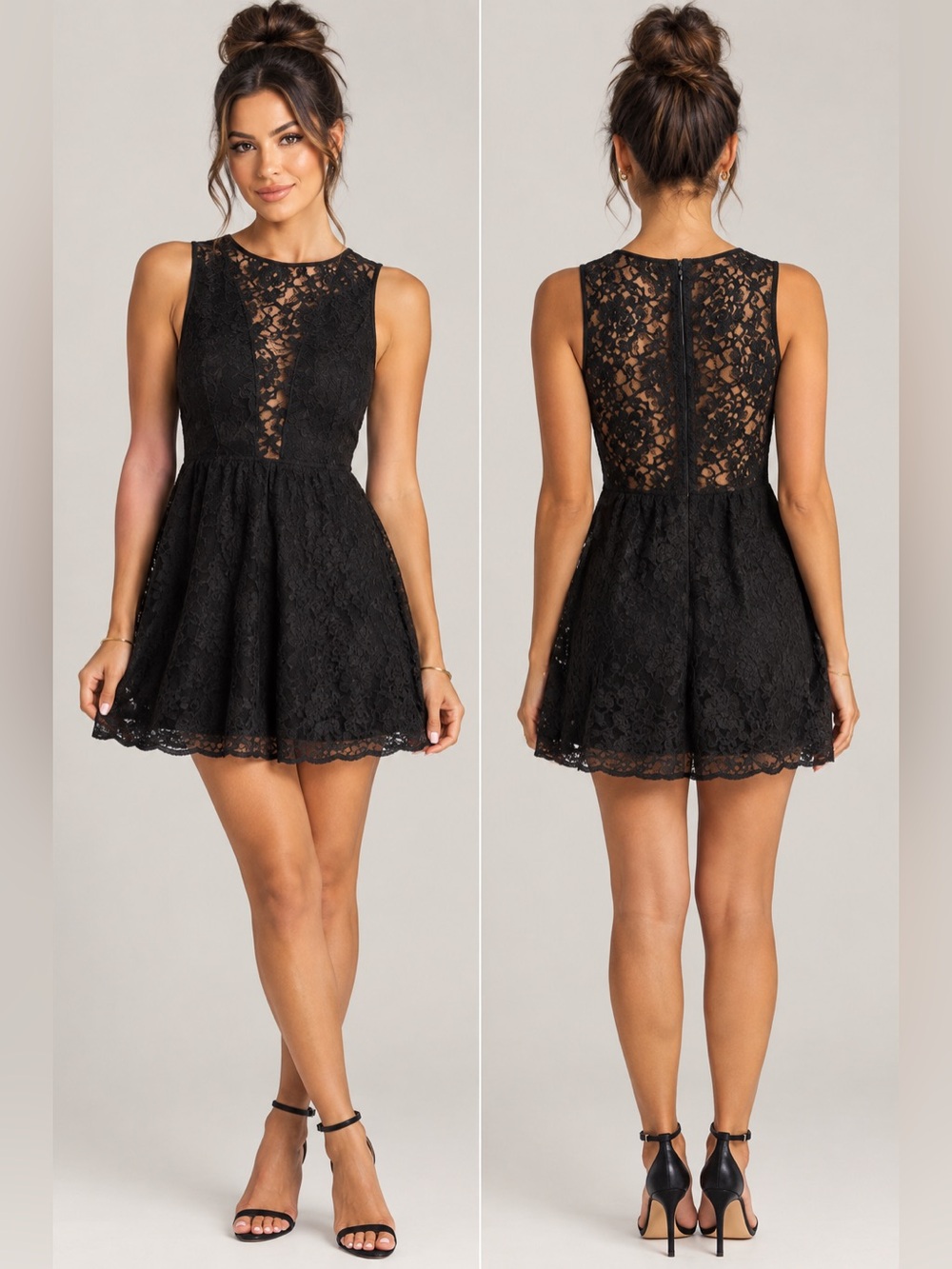 For Love & Lemons Lulu Floral Lace Dress Black Size Medium Minimalist